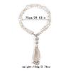 Heavy Industry Hand Woven Full Diamond Imitation Pearl Tassel Pendant Necklace Collarbone Chain for Women