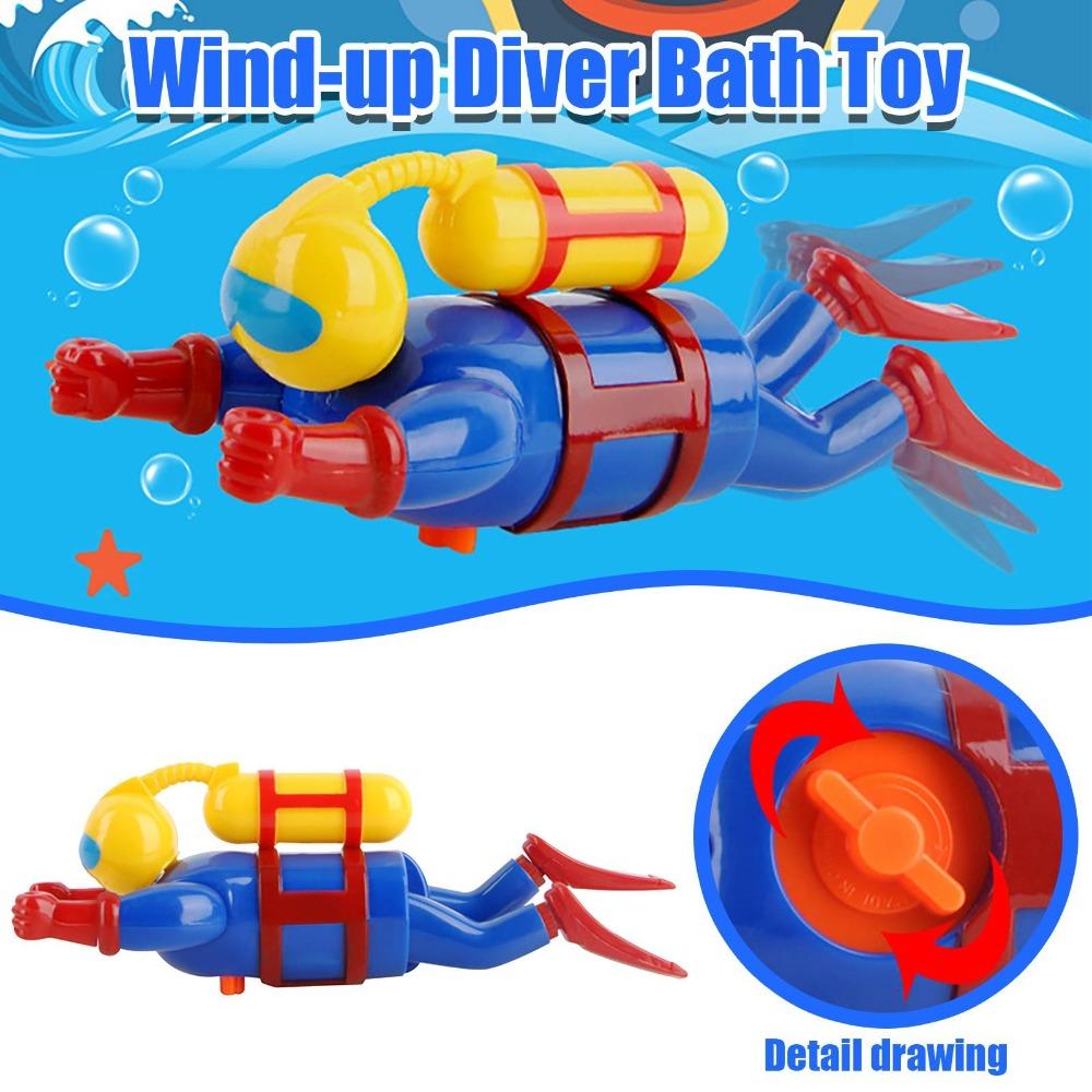 Wind-Up Scuba Diver Submarine Bath Plaything Clockwork Swimming & Diving Man Tub Baby Water Plaything Bathtub Pool Frogman Figurine Stem Present