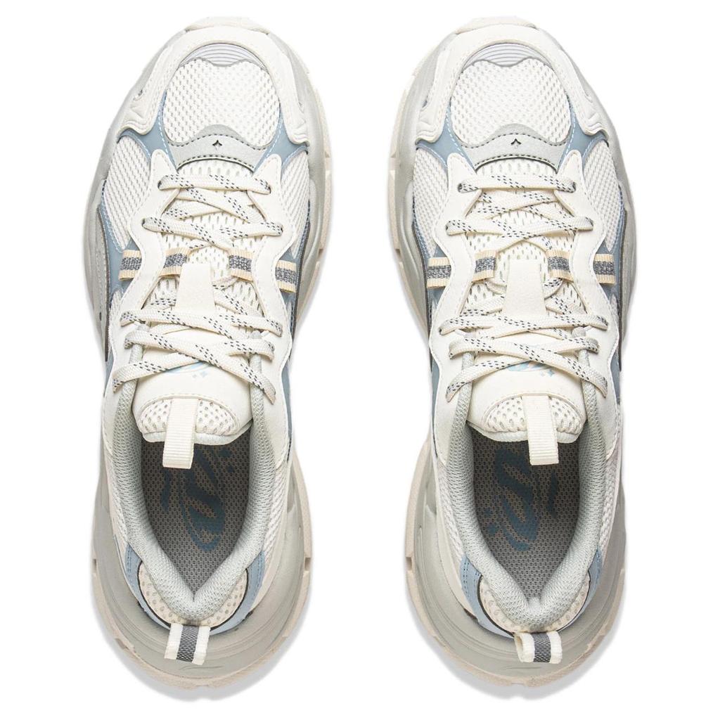 Li Ning Synthetic Leather, TPU Abrasion Resistant Cushioning Low top Casual Shoes Women's Ivory Cloud Blue AGCV474-4