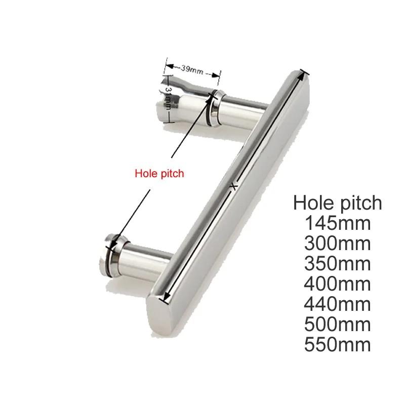 304 Stainless steel shower Single handle bathroom glass doors  handle Mirror surface  Hole pitch145mm 300mm 350mm 400mm 500mm