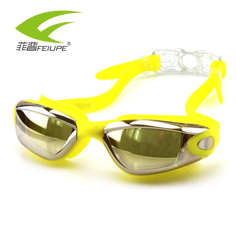 New high-definition flat lens/Myopia swimming goggles Waterproof and anti-fog swimming goggles Male/Women s large-frame electroplated swimming