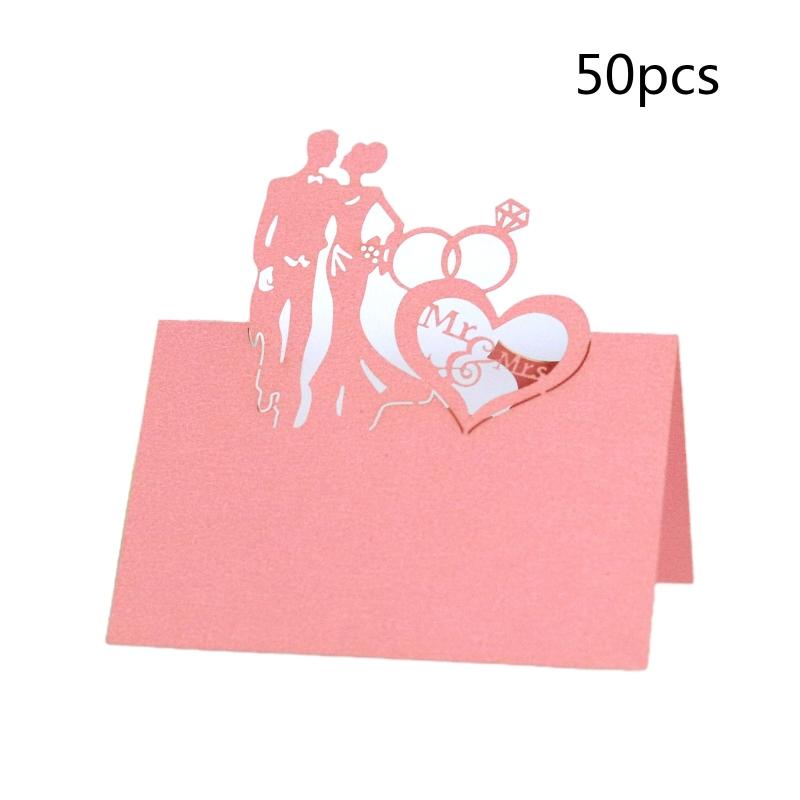 50 Pcs/set Cards MR MRS Style Wedding La-ser Cut Decor Table Cards Place Setting Name Card for Wedding Engagement Party