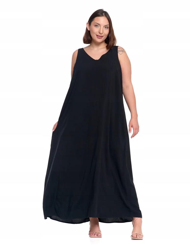 Feminine Long Women's Maxi Summer Dress Loose Fit Viscose MORAJ XL BLACK