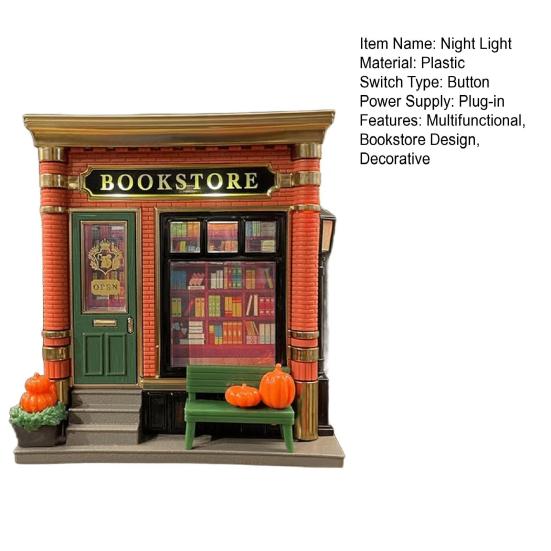 Bookstore Projector Nightlight 3D Mini Bookstore Wallflower Aroma Essential Oil Diffuser Wall Projector Night Light Room Decor Gift for Book Lovers