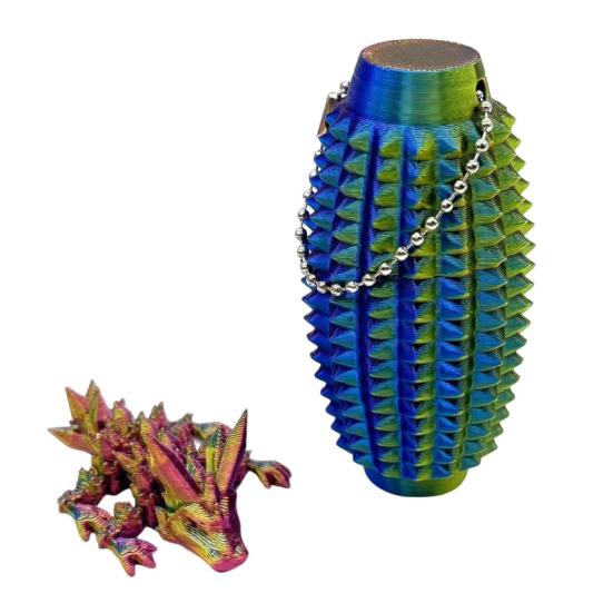Spiky Grippie Stim Fidget Toy with Articulated Dragon Hand Massager Keychain Stress Relief Pain Stimming Tool Portable Bumpy Roller Sensory Toy