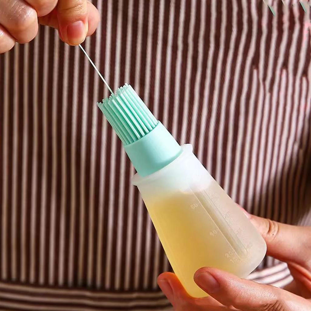 Silicone BBQ Oil Bottle Brush With Flat-Bottom Design Easy To Clean Suitable For All Cookware Cookware Barbecue Tool