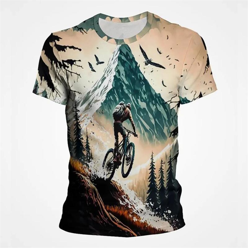 Vintage Outdoor Cycling Graphic T Shirts For Men 3D Printed Mens Bike T Shirt