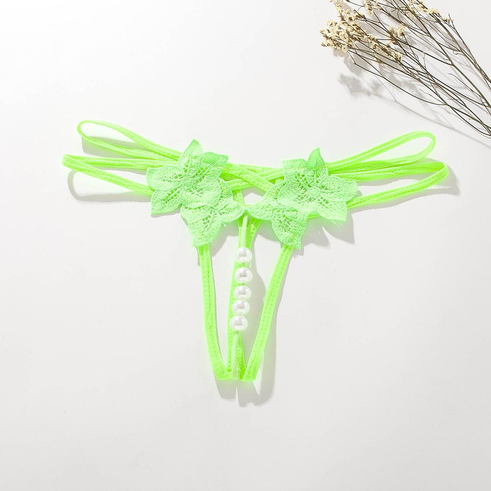 Plus Size Open Crotch T-Panties with Removable Pearl Massage Beads