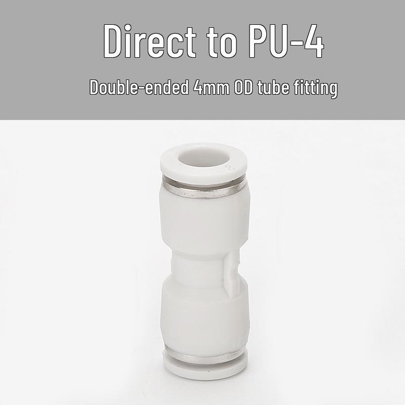 Straight Quick Push-In Pneumatic Air Tube Connector, PU Sizes 6-16, Plastic Two-Way Joint