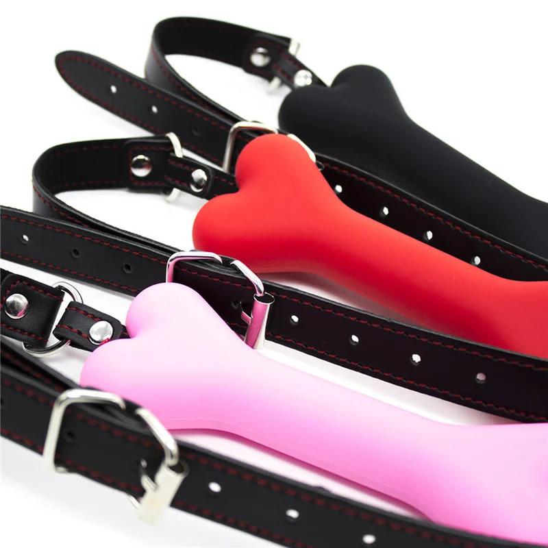 Soft Harness Mouth Silicone Dog Bone Ball Gag Open Mouth Gag  Bondage Slave Gag Sex Products Sm  Sex Toys for Women