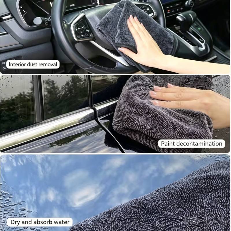 Braided Towel For Car Washing Absorbent Double Layer Water Wipe For Detailing And Outdoor Use