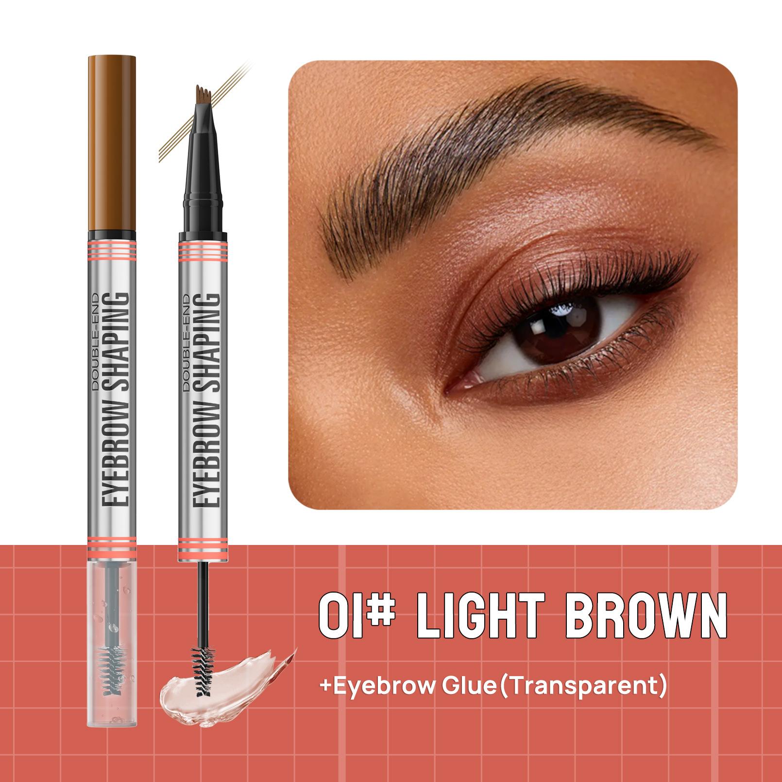 Double-Headed Four-Pronged Liquid Eyebrow Pencil 2In1 Eyebrow Setting Cream Waterproof And Quick-Drying 1.5ml+0.4ml