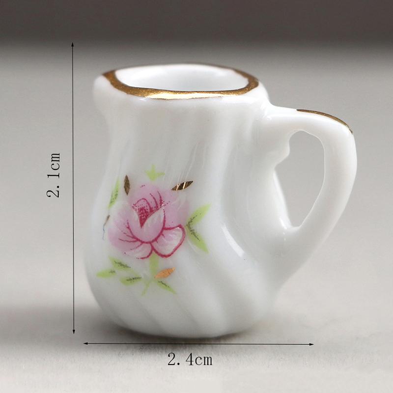 1 Set Doll House Decoration Mini Ceramic Tea Kit Simulation Kettle Plate Model Toy 1/12 Dollhouse Miniature Accessories