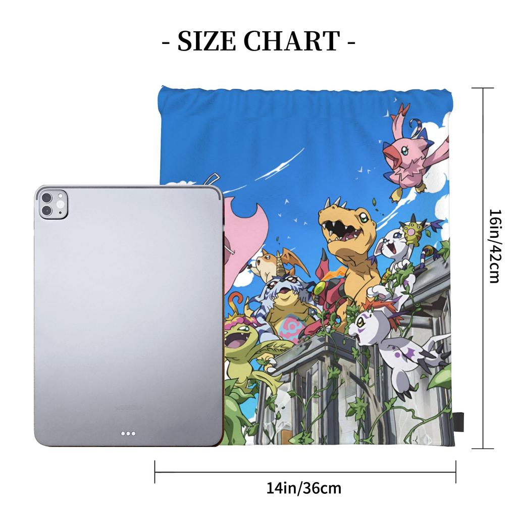 Custom D-Digimons Drawstring Bags for Shopping Yoga Backpacks Men Women Cartoon Sports Gym Sackpack