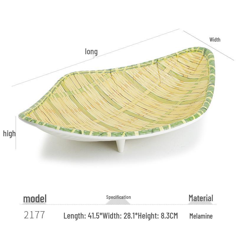 Kreative Melamin-Platte im Bambus-Web-Stil für Hot Pot, Grill und Dessert-Servieren