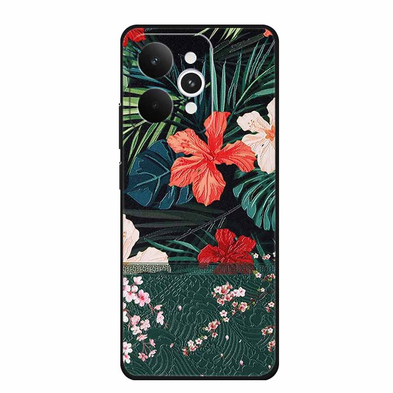 For Realme 15 15 Pro 5G Black Case 3D TPU Silicone Soft Back Cover For Realme C15 6.5" Funda Emboss Relief Flowers Bag Casing