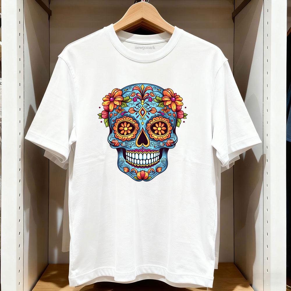 

Día de Los Muertos Sugar Skull Active TShirt Women Unisex Casual cotton printed t shirts Adult streetwear camisetas tops tee S