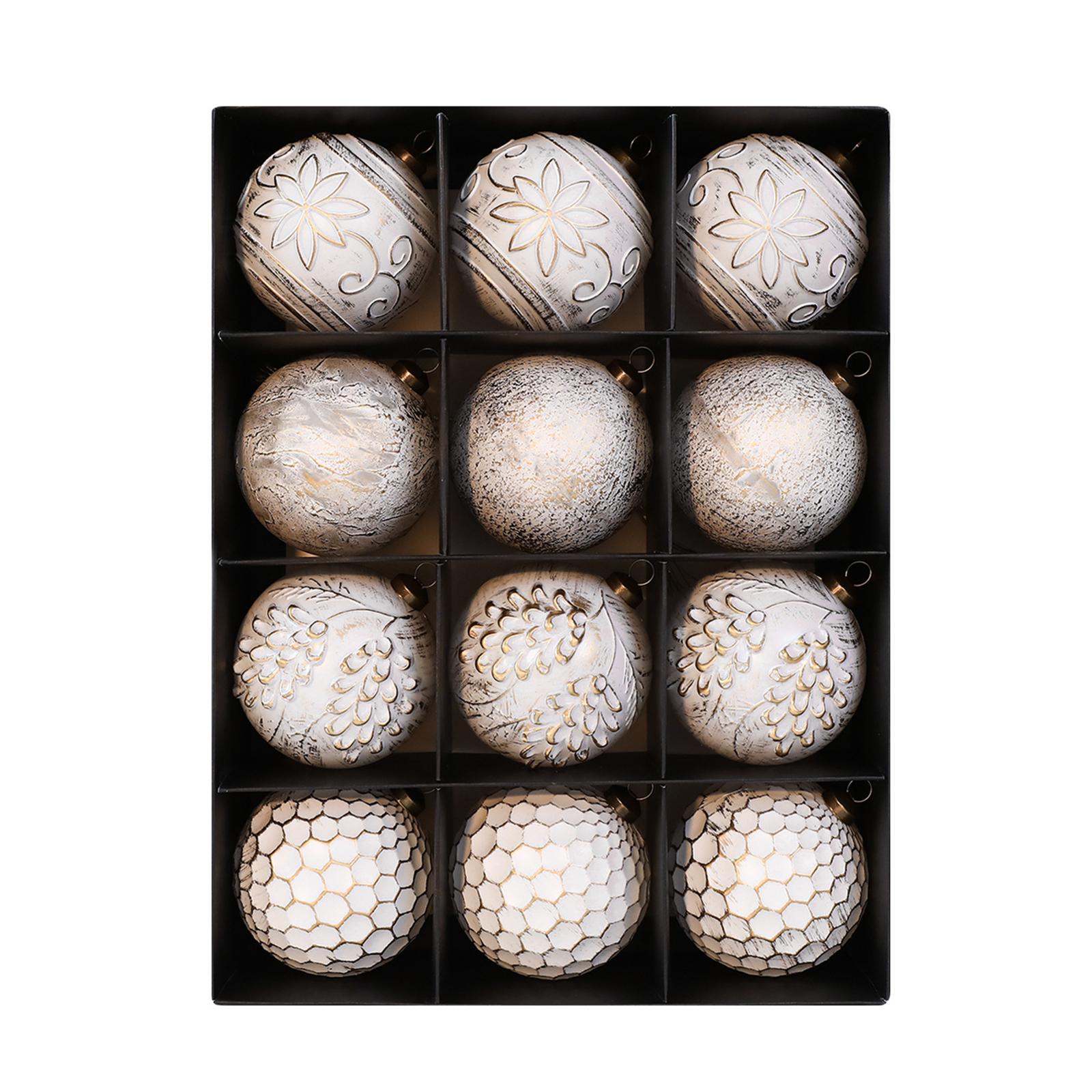 

8 см Антикварные елочные шары 12 шт., Подвески на елку, Ретро елочные шары, Украшения, Подвески для подвешивания на окно One Size белый