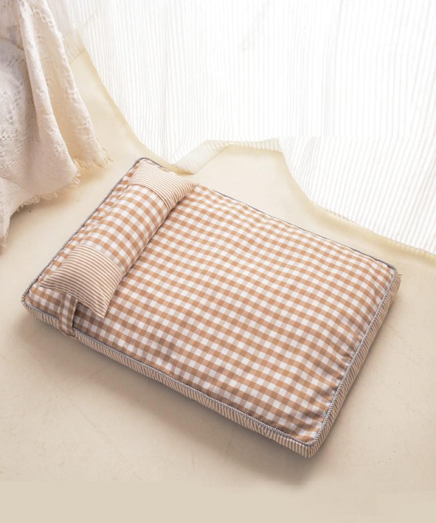 Pet Fluffy Square All Pet Pet Includes Pet Bed with Removable Pillow Bed, Bed, Dog, Cat, Shape, Pet, Seasons, Sofa, Cushion, Pillow, (M, Beige)