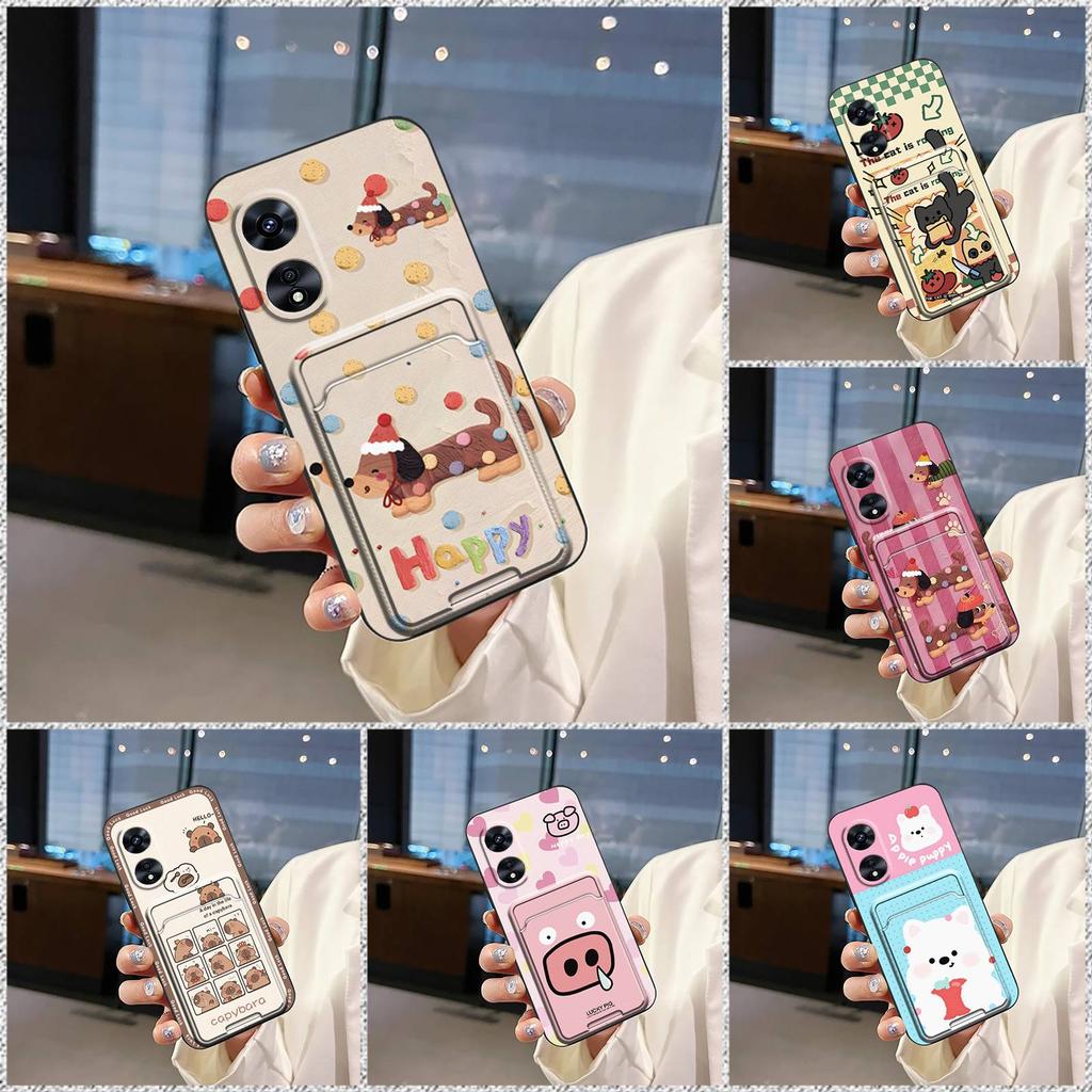 Fashion Design Card Sleeve Phone Case For OPPO A97 5G Card Slot Back Cover Protective TPU Cartoon Durable Waterproof