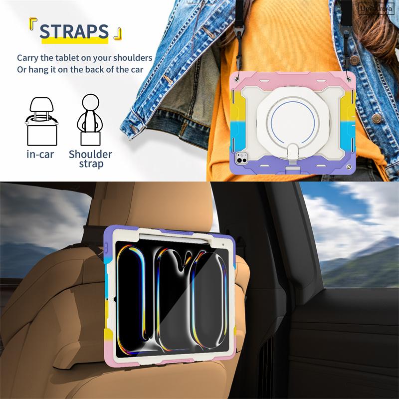 For IPad 10th 11th Gen A16 Air 10.9 Mini 8.3" A17 Pro 11 12.9 13 Inch M5 M4 M3 M2 Heavy Duty Rugged Tablet Case Shockproof Funda