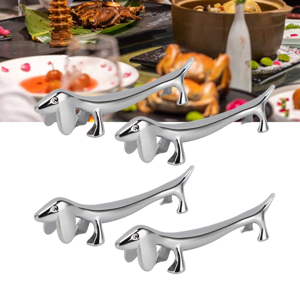 4PCS Cutlery Rest Silver Chopstick Stand Electroplated Polished Zinc Alloy Animal Shape Versatile Holder Rack for Fork Spoon