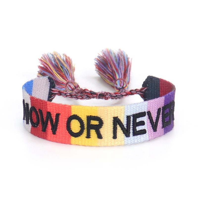 Handmade European Style Embroidered Love Bracelet with Tassels for Girls