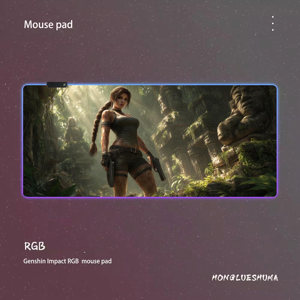 Spēļu L-lara Croft peles paliktnis RGB