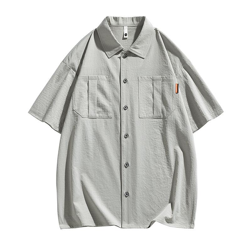 Men's Summer Plus-Size Short-Sleeve Shirt: Solid-Color Casual Short-Sleeve Shirt for Young Men
