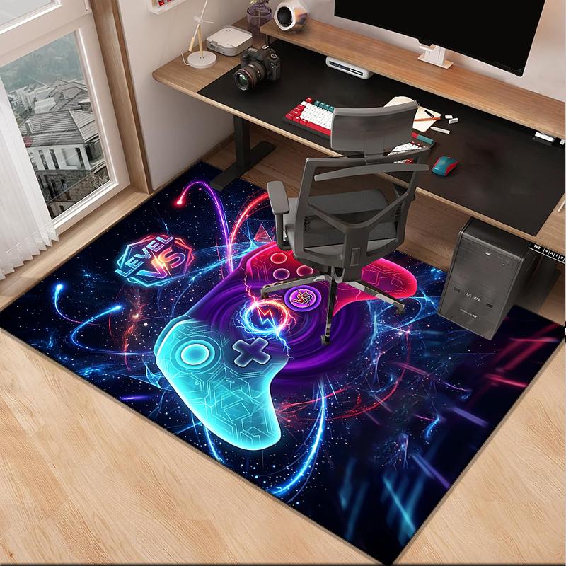 Neon Gaming Controller Office Rug Chair Mat, Game Carpet, Suitable for Front Door, Bedroom, Living Room, Desk, Holiday Gift