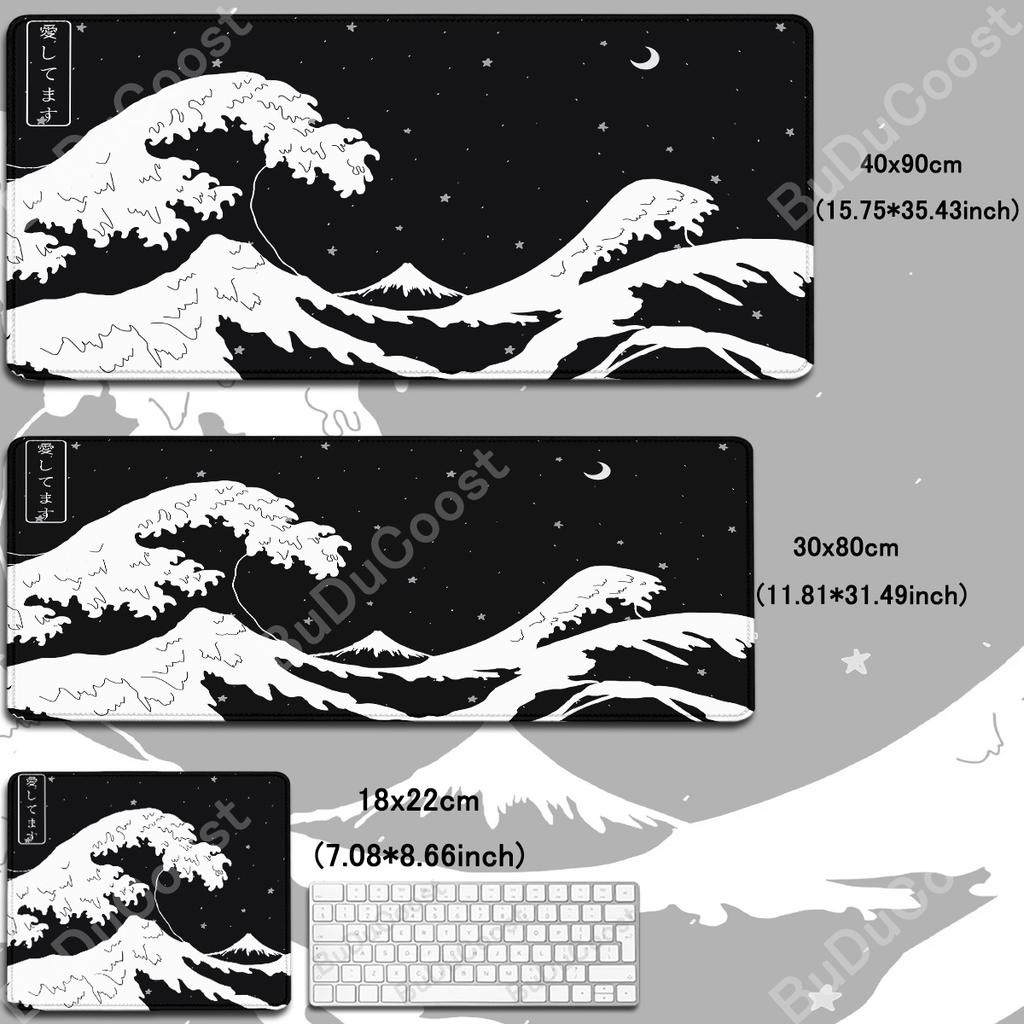 Japanese The Great Wave of Kanagawa Large Gaming Mousepad 800x300mm Gamer Keyboard Lock Edge Desk Mats Office Laptop Accessories