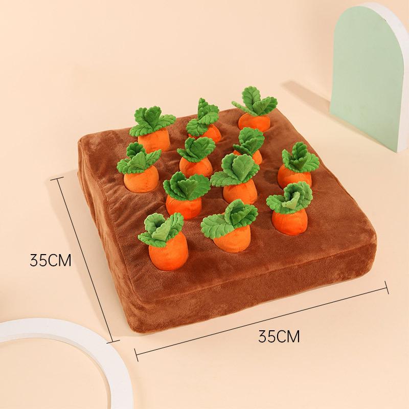 

2 in 1 Dog Cat Chew Toys for Aggressive Chewers, Food Puzzle Toy to Slow Eating Habits, Plush Carrot Interactive Pet Accessories 35x35x7cm