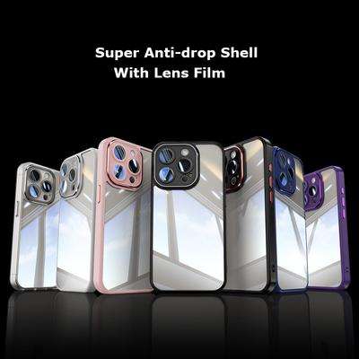 Für Apple iPhone 15 14 13 12 Pro Max Metall-Panzer Rückseite Transparentes Härtungsgehäuse Vollabdeckung Mit Objektivfolie Super Sturzsichere Schutzhülle