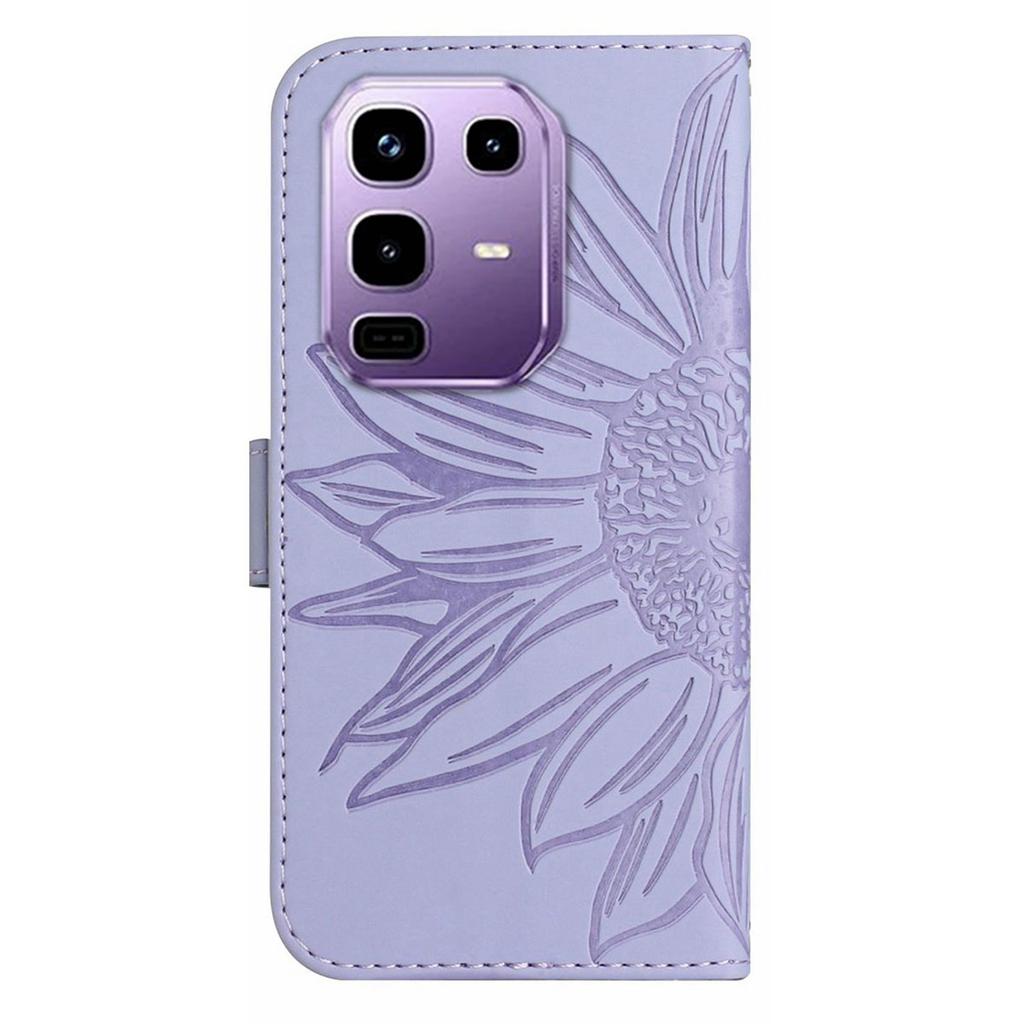 For Infinix Note 50s 5G Case Sunflower Imprint Leather Wallet Phone Cover with Wrist Strap