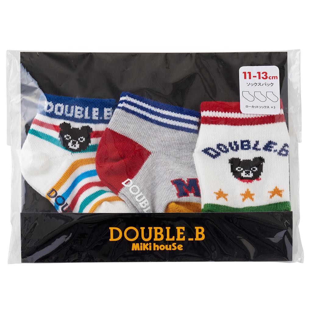 MIKI HOUSE Double B Socks for Boys and Baby and Suitable for School and Preschool Sizes Multicolor Low-Cut Pack, 3-Pair Set, Girls, Kids, Use,