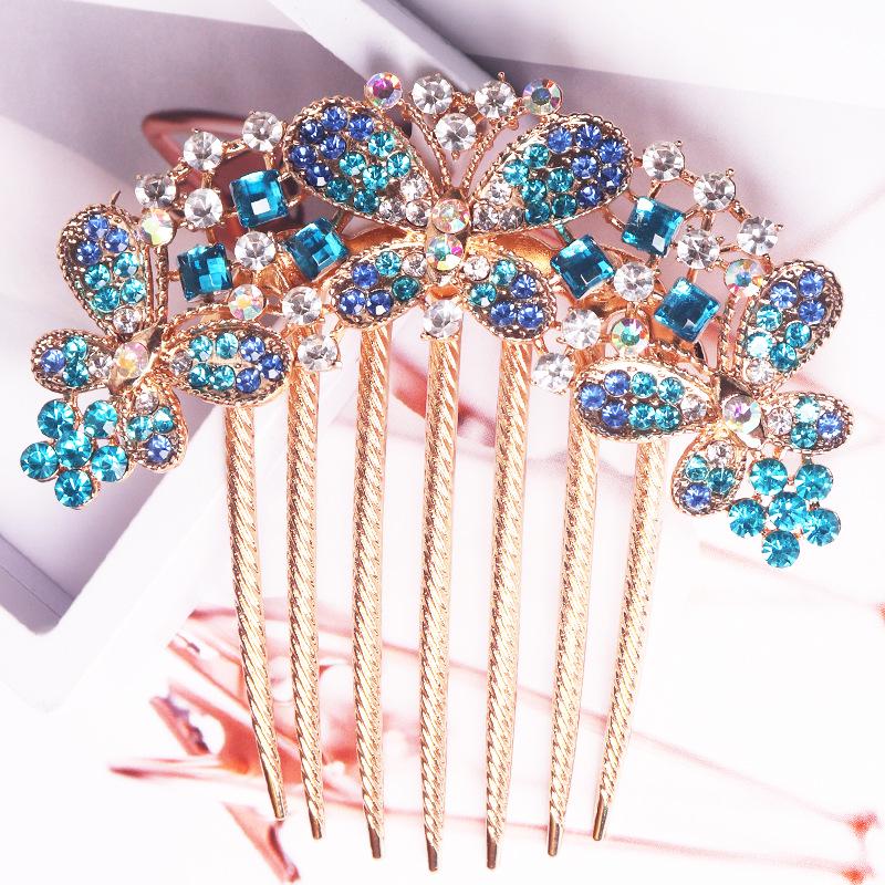 Μεταλλική Χτένα Μαλλιών με Επτά Δόντια και Στρας και Φουρκέτα - Κορεατικό Στυλ