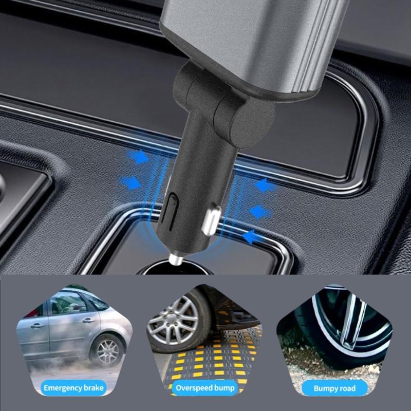 4 in 1 Double USB C & USB A Car Charger with Star Projector Light and Cable 180 Degree Adjustable Car Charging Adapter