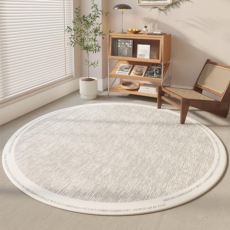Nordisch Rond Tapijt Lichtgrijs Beige Textuur Tapijt Met Witte Rand Minimalistische Woondecoratie Cadeau 40X40CM