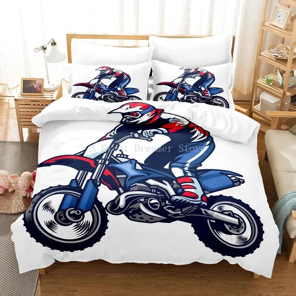 Motorcycle Race Car Bedding Set Single Twin Double Queen King Cal King Size Bed Linen Set