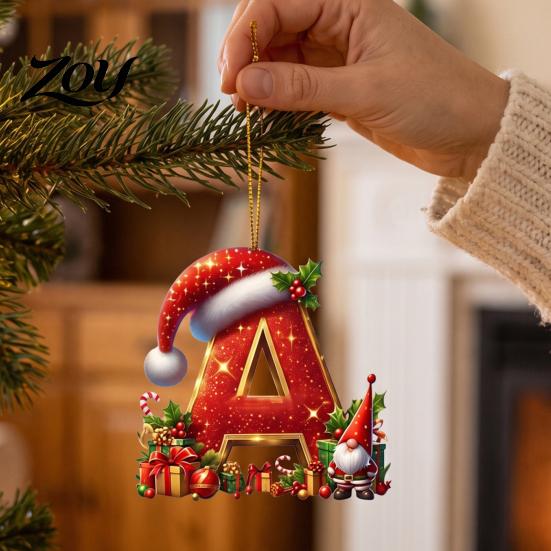 Festive Home Decor 26 Pcs Letters Christmas Ornaments, A-Z Alphabet Acrylic Tree Hanging Holiday Decorations Decoration, Personalized Initial Pendant