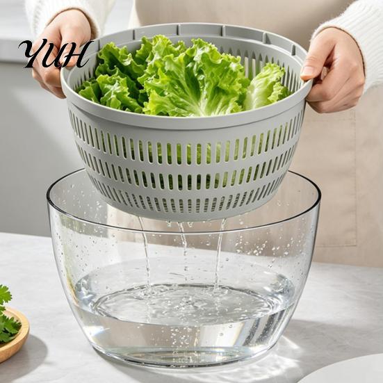 Kitchen Gadget for Lettuce Vegetable Salad Spinner, Detachable Bowl And Mesh Basket Design, Manual Spinner Vegetables Hand-Centrifugal Dehydration