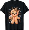 Cute Gingerbread Leopard Coquette Bow Christmas Gingerbread T-Shirt Unisex T-Shirt