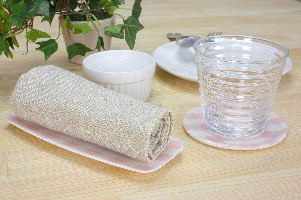 Milky Check Pink Dishwasher Stylish and Cute Ideal for Tea Trays and Waterproof and Perfect for and Made in Japan TATSU-CRAFT Coaster, Safe, Plastic,