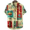 Men Clothing Hawaiian Vacation Beach Shirt Lapel Blouse Summer Casual Clothes Tops Chemise