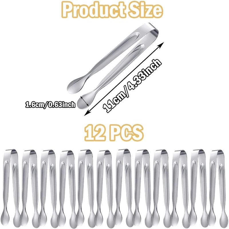 Mini servírovací kleště, 304 nerezová ocel malé kleště na předkrmy, 11cm kleště na led kleště na cukr na předkrmy dezerty kbelík na led, čajový dýchánek, kávový bar