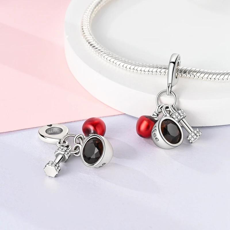Charms Platacoffee Apple Dumbbell Weight Loss Beads Fit Originalbracelets Charms For Women Jewelry Diy Making Gifts