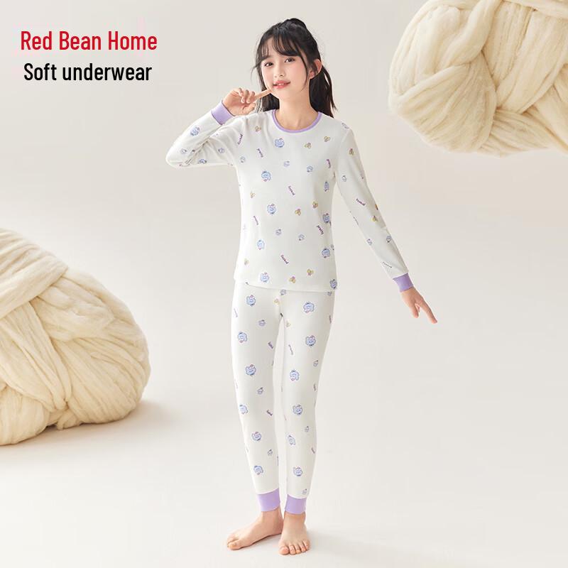 Hongdou Home Girls' Pure Cotton Thermal Underwear Set