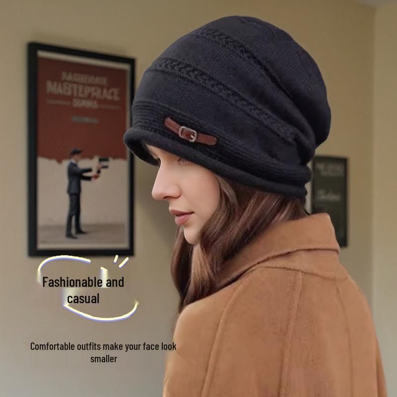 European & American Versatile Winter Knit Hat – Fashionable, Stylish, and Face-Slimming; Thick, Loose Woolen Hat for Women.