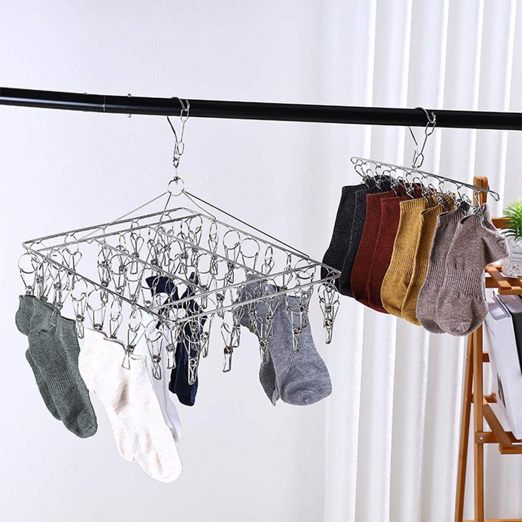 Space-saving Metal Sock Hanger Convenient And Practical Multifunctional Stainless Steel Drying Rack With Hanger