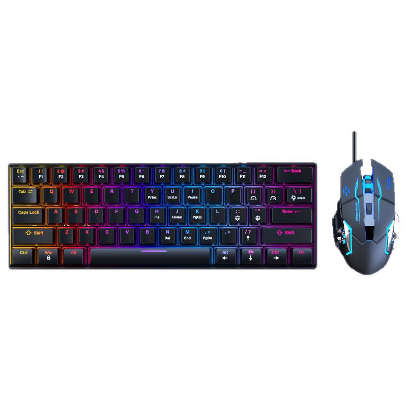 Wired Mechanical Keyboard & Mouse Set with Blue Switch for Gaming & Office Use